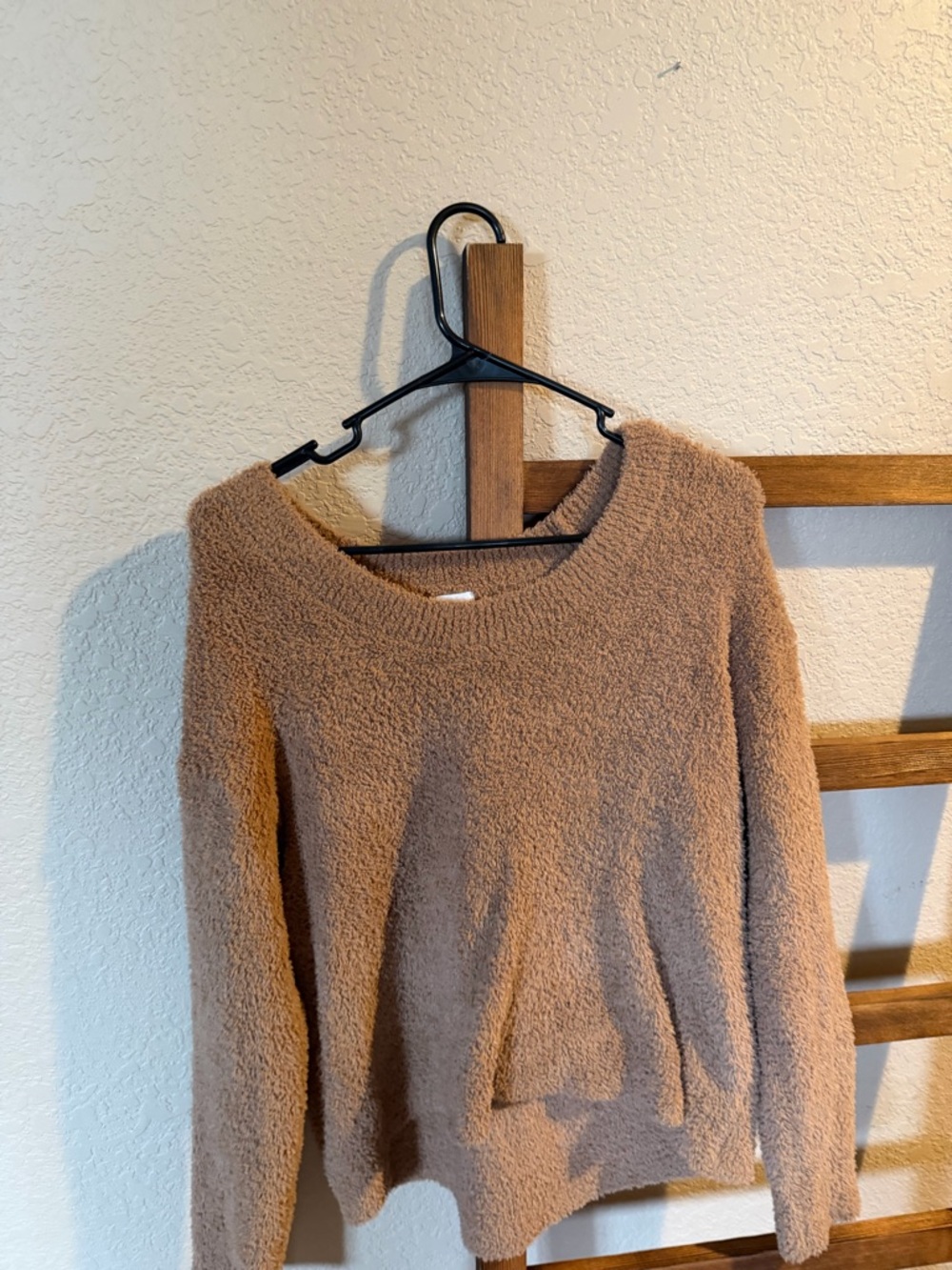 Cozy Camel Brown Fuzzy Crewneck Sweater